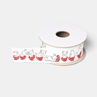 Ruban Gros-grain Chatons à la tasse à thé rouge