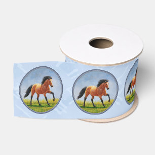 Ruban Gros-grain Cheval Buckskin courant bleu clair