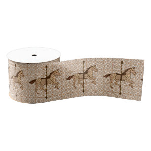 Ruban Gros-grain Cheval de carrousel - brun chocolat et bronzage