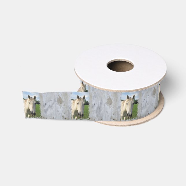 Ruban Gros-grain Cheval quart gris sur le conseil blanchi (Bobine)