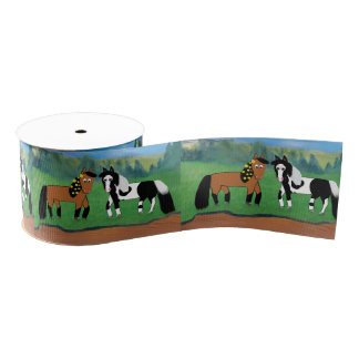 Ruban Gros-grain Chevaux mignons de bande dessinée