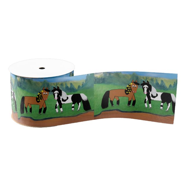 Ruban Gros-grain Chevaux mignons de bande dessinée (Bobine)