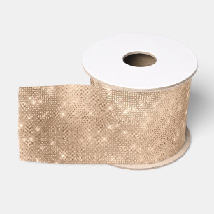 Ruban Gros-grain Chic Champagne Gold Sparkle Glitz Noël