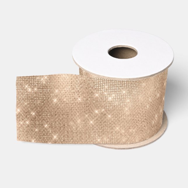 Ruban Gros-grain Chic Champagne Gold Sparkle Glitz Noël (Bobine)