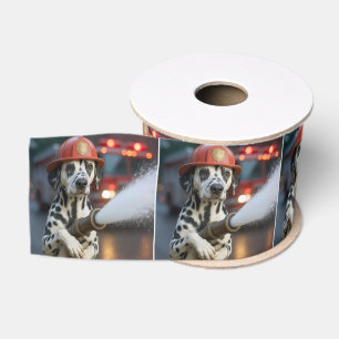 Ruban Gros-grain Chien dalmate avec un tuyau d'incendie