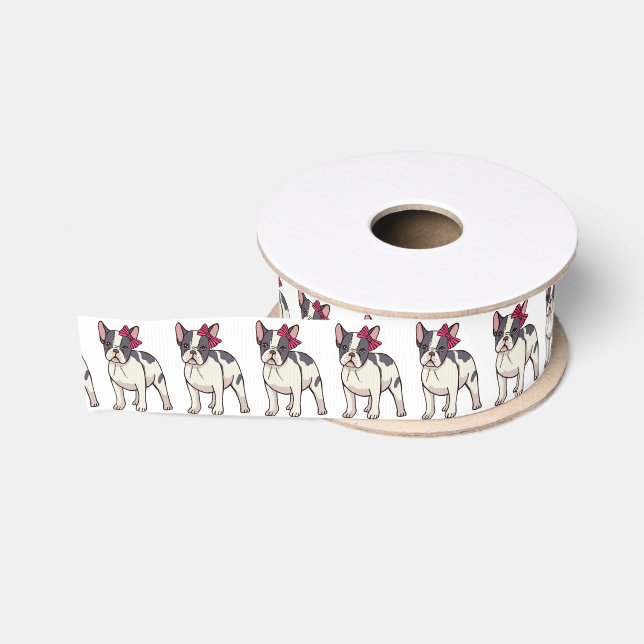 Ruban Gros-grain Chien de taureau français avec bow (Bobine)