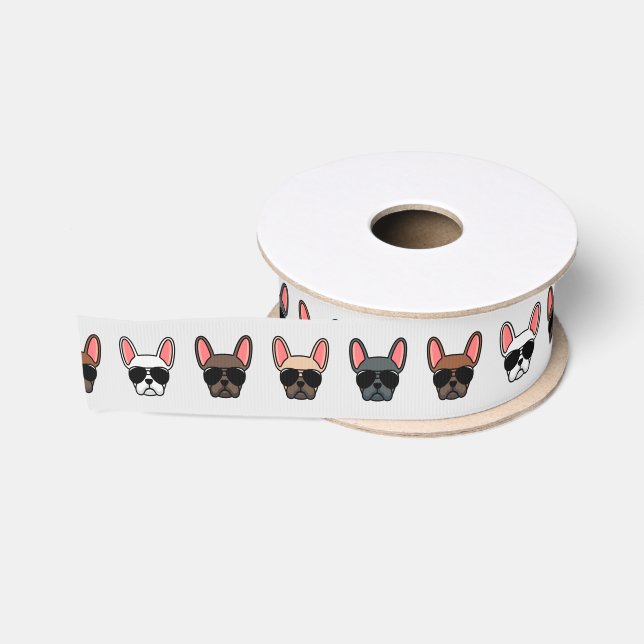 Ruban Gros-grain Chiens français mignons | Motif français Grosgrain (Bobine)