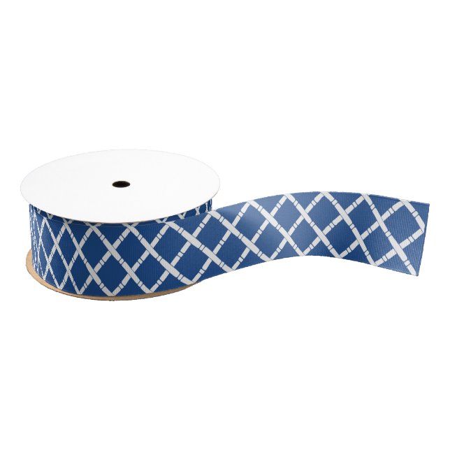 Ruban Gros-grain Chinoiserie Chic Bamboo | Bleu et blanc (Bobine)