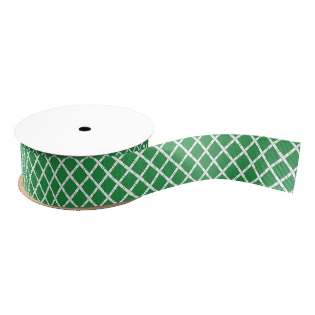 Ruban Gros-grain Chinoiserie Chic Bamboo | Vert et blanc (Bobine)