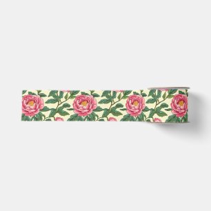 Ruban Gros-grain Chinoiserie florale rose, verte et jaune