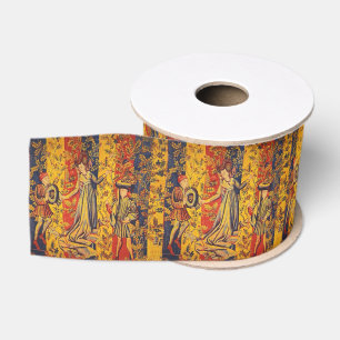 Ruban Gros-grain Chinoiserie médiévale italienne rouge jaune