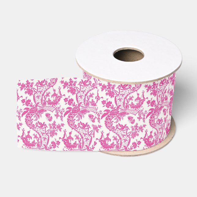 Ruban Gros-grain Chinoiserie rose (Bobine)