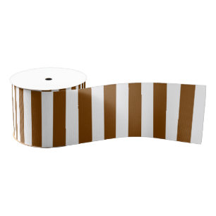 Ruban Gros-grain Chocolat Brown et blanc