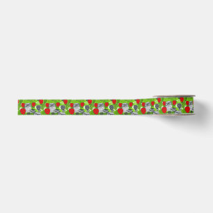 Ruban Gros-grain Chouette en roses rouges