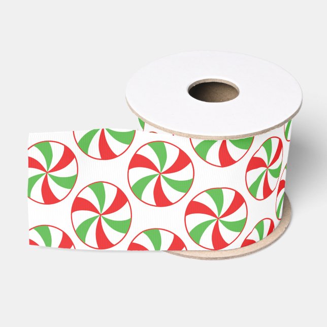 Ruban Gros-grain Christmas Candy Cane Printed Ribbon (Bobine)