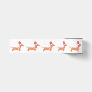 Ruban Gros-grain Christmas Dachshund White