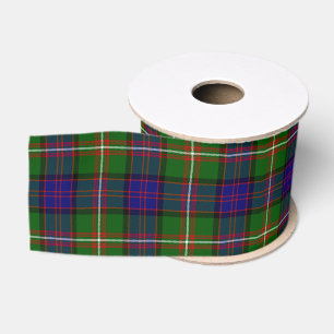 Ruban Gros-grain Clanranald tartan bleu vert plaid