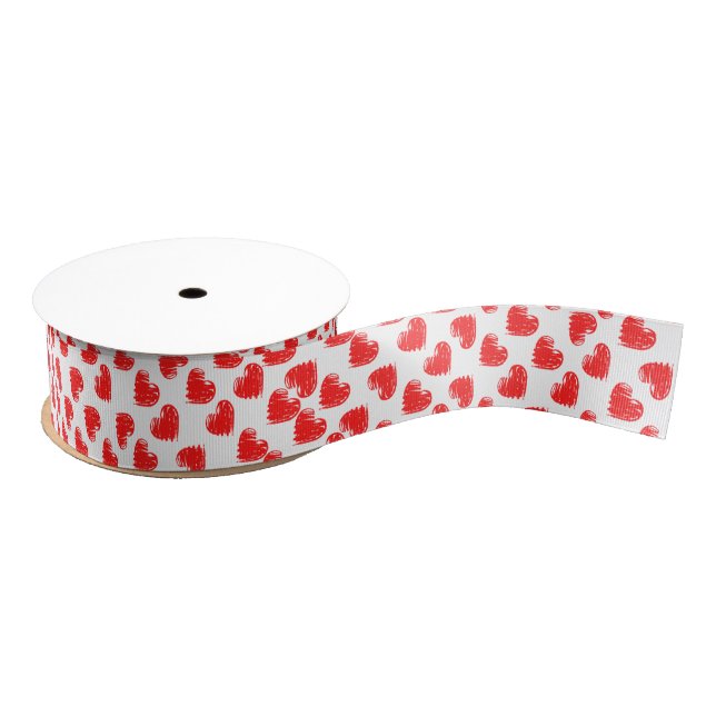 Ruban Gros-grain Coeurs rouges (Bobine)