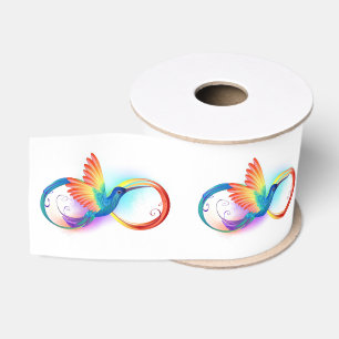 Ruban Gros-grain Colibri arc-en-ciel avec symbole Infinity