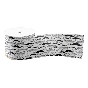 Ruban Gros-grain Conception noire et blanche drôle de moustache