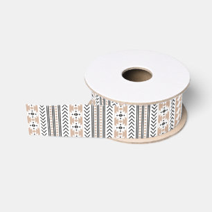 Ruban Gros-grain Copie tribale aztèque bronzage blanche noire