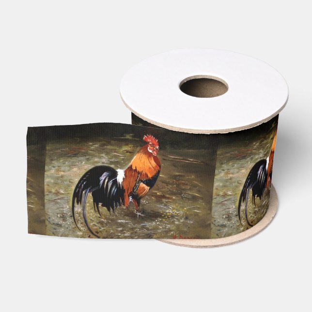 Ruban Gros-grain Coq/Gaulois/Rooster (Bobine)
