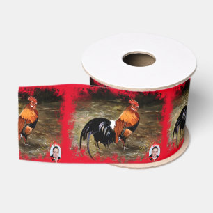 Ruban Gros-grain Coq/Gaulois/Rooster