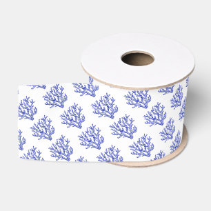 Ruban Gros-grain Corail bleu et blanc
