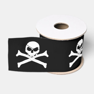 Ruban Gros-grain Crâne de pirate et os croisés