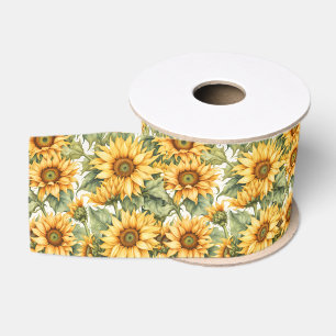 Ruban Gros-grain Design Motif d'art Sunflower