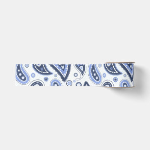 Ruban Gros-grain Dessin imprimé paisley floral bleu complexe