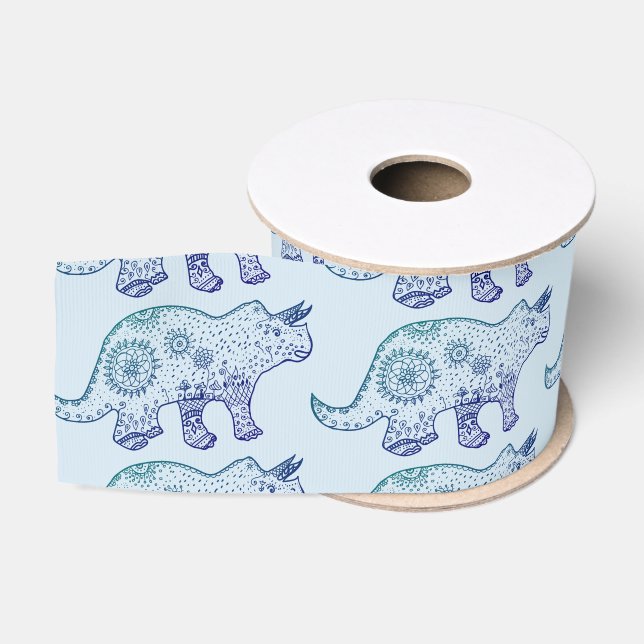 Ruban Gros-grain Dinosaur Mandala Art Ribbon (Bobine)