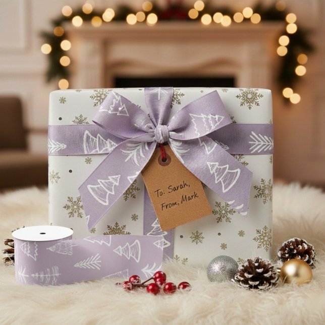 Ruban Gros-grain Doodle Christmas Fir-tree Spruce Gift Wrapping  (Doodle Christmas Fir-tree Spruce Gift Wrapping Grosgrain Ribbon)