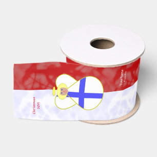 Ruban Gros-grain Drapeau ange finlandais personnalisé rouge blanc