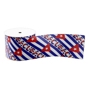 Ruban Gros-grain Drapeau cubain Cuba rayures bleu foncé