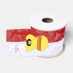 Ruban Gros-grain Drapeau d'ange vietnamien S. personnalisé Rouge Bl