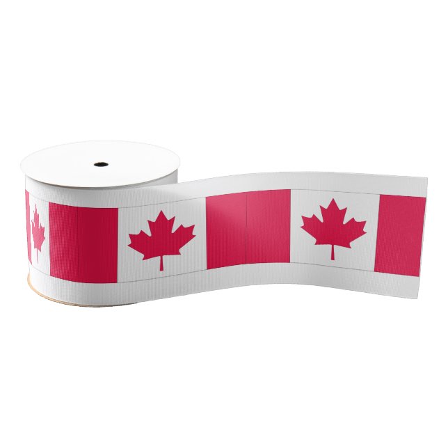 Ruban Gros-grain Drapeau du Canada rose et blanc (Bobine)