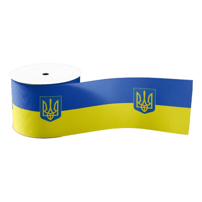 Ruban Gros-grain Drapeau ukrainien - Armoiries (Bobine)