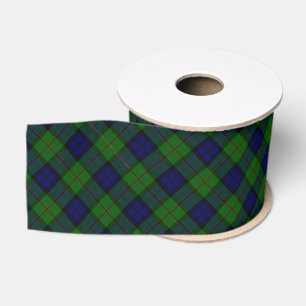 Ruban Gros-grain Dundas tartan bleu vert carreau