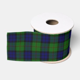 Ruban Gros-grain Dundas tartan bleu vert plaid