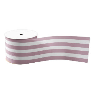 Ruban Gros-grain Dusty rose blanc rayé
