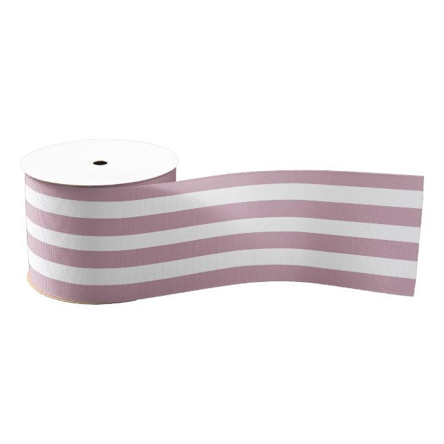 Ruban Gros-grain Dusty rose blanc rayé (Bobine)