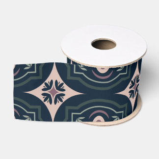 Ruban Gros-grain earthy colored floral geometric tiles