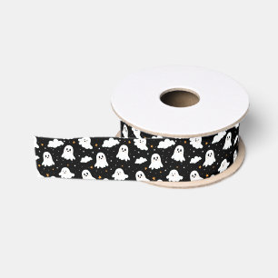 Ruban Gros-grain Éffrayant mignon Halloween Ghost Nuageux Star Sky