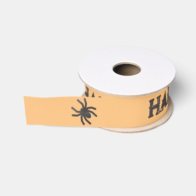 Ruban Gros-grain Éffrayant Spider Halloween heureux (Bobine)