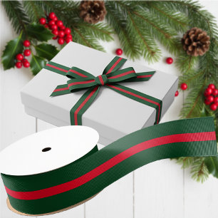 Ruban Gros-grain Élégant Noël vert et rouge 