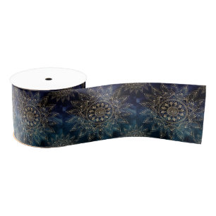 Ruban Gros-grain Elégant or Mandala Blue Galaxy Design