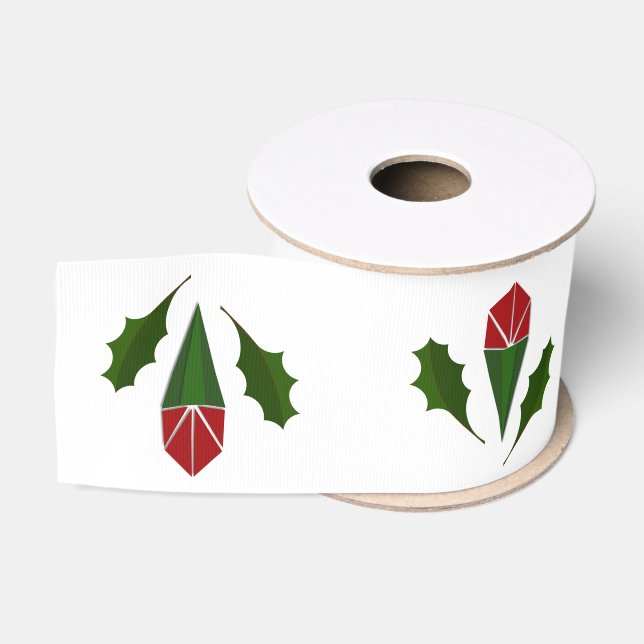 Ruban Gros-grain Elégant Roses rouges Abstraites, Motif de vacances (Bobine)
