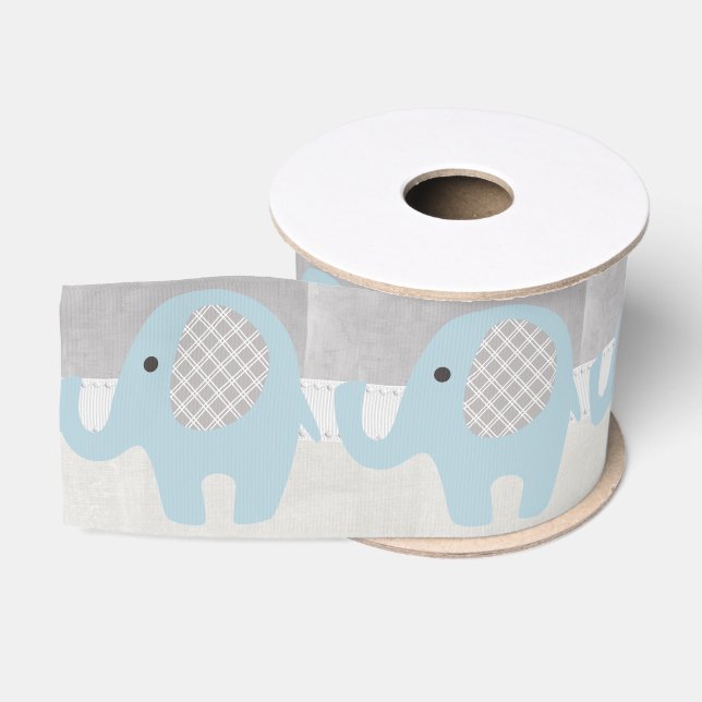 Ruban Gros-grain Éléphant magnifique de bébé dans le bleu (Bobine)