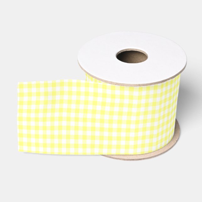 Ruban Gros-grain En vichy jaune (Bobine)